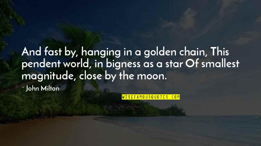 Magnitude Quotes By John Milton: And fast by, hanging in a golden chain, Magnitude Quotes By John Milton: And fast by, hanging in a golden chain,