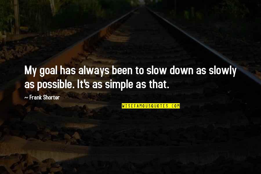 Magnons Quotes By Frank Shorter: My goal has always been to slow down