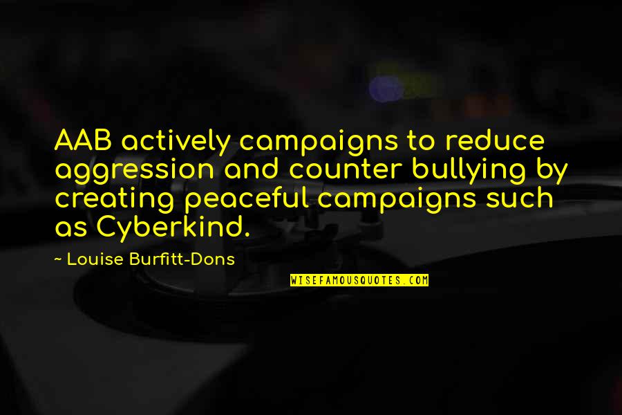 Magosi Zsombor Quotes By Louise Burfitt-Dons: AAB actively campaigns to reduce aggression and counter Magosi Zsombor Quotes By Louise Burfitt-Dons: AAB actively campaigns to reduce aggression and counter