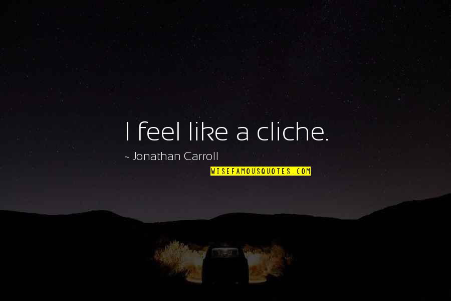Mah E Ramzan Quotes By Jonathan Carroll: I feel like a cliche. Mah E Ramzan Quotes By Jonathan Carroll: I feel like a cliche.
