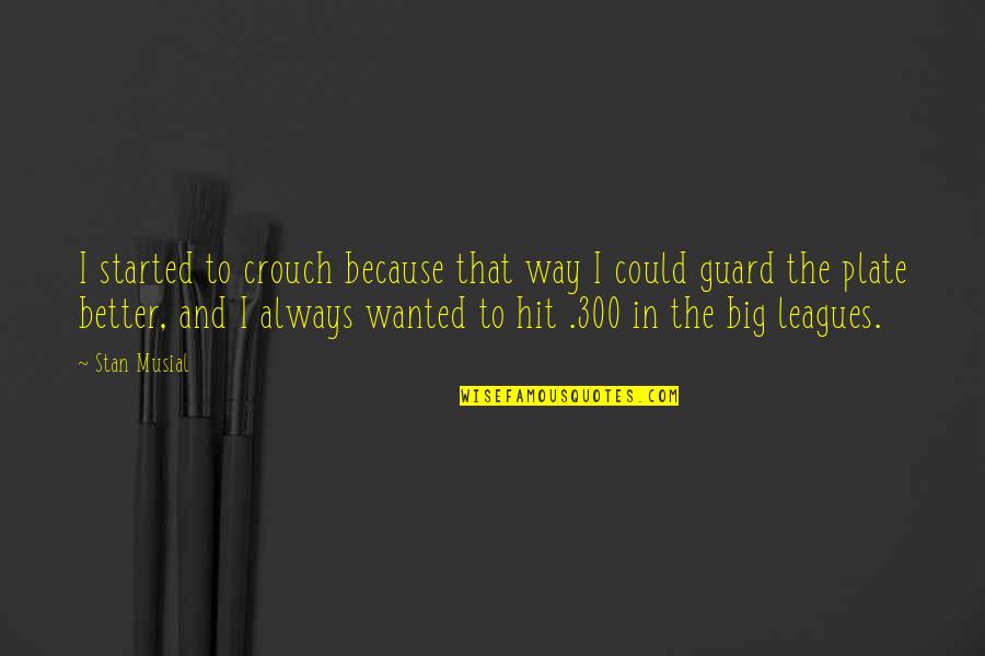 Mahal Na Mahal Kita Sobra Quotes By Stan Musial: I started to crouch because that way I Mahal Na Mahal Kita Sobra Quotes By Stan Musial: I started to crouch because that way I