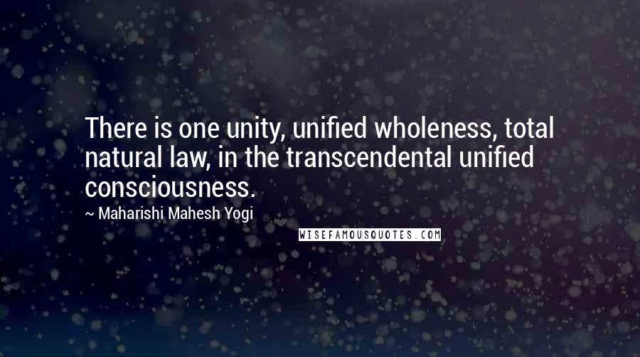 Maharishi Mahesh Yogi quotes: There is one unity, unified wholeness, total natural law, in the transcendental unified consciousness.