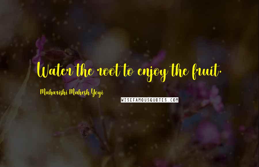 Maharishi Mahesh Yogi quotes: Water the root to enjoy the fruit.