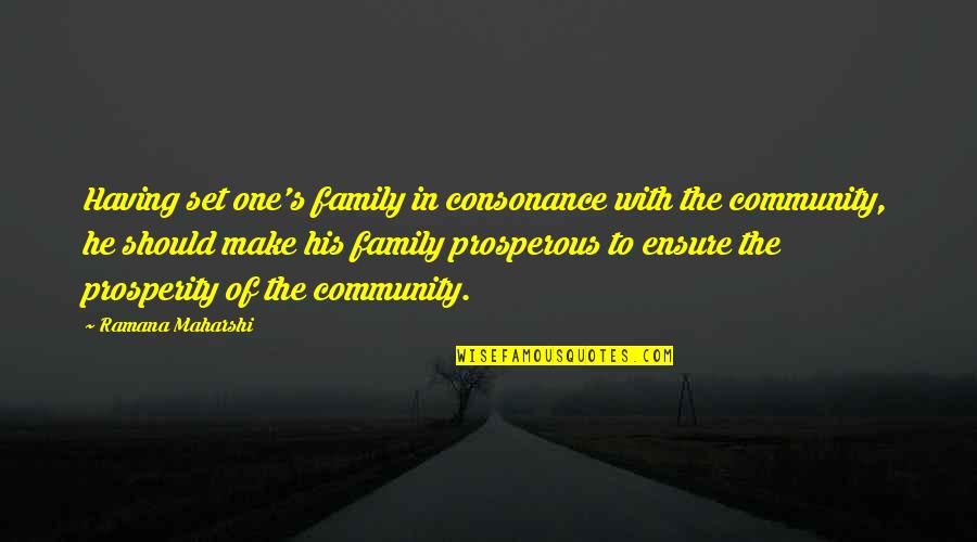 Maharshi Quotes By Ramana Maharshi: Having set one's family in consonance with the
