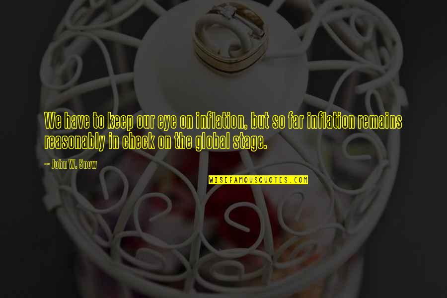 Mahasiddha Saraha Quotes By John W. Snow: We have to keep our eye on inflation, Mahasiddha Saraha Quotes By John W. Snow: We have to keep our eye on inflation,