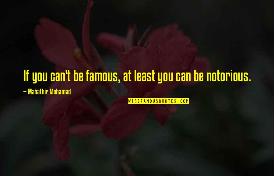 Mahathir Famous Quotes By Mahathir Mohamad: If you can't be famous, at least you