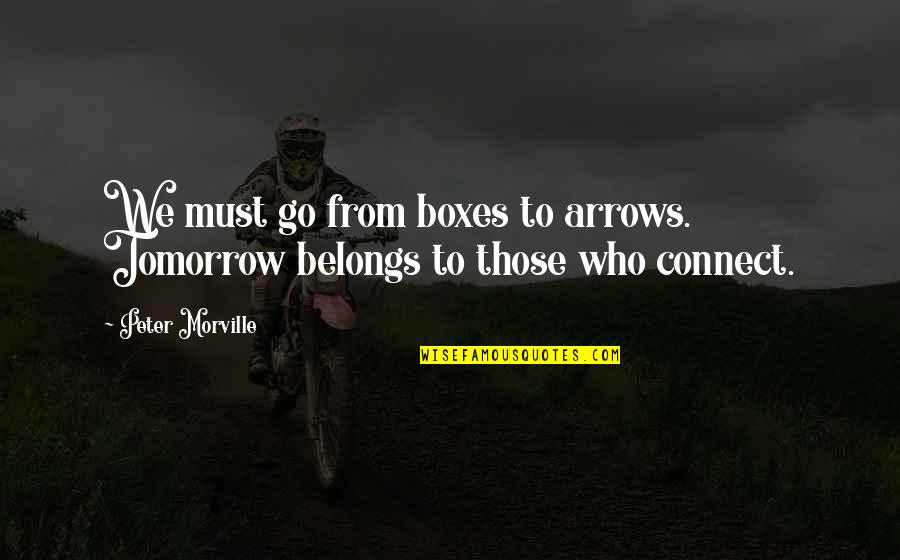 Mahatma Gandhi By Others Quotes By Peter Morville: We must go from boxes to arrows. Tomorrow