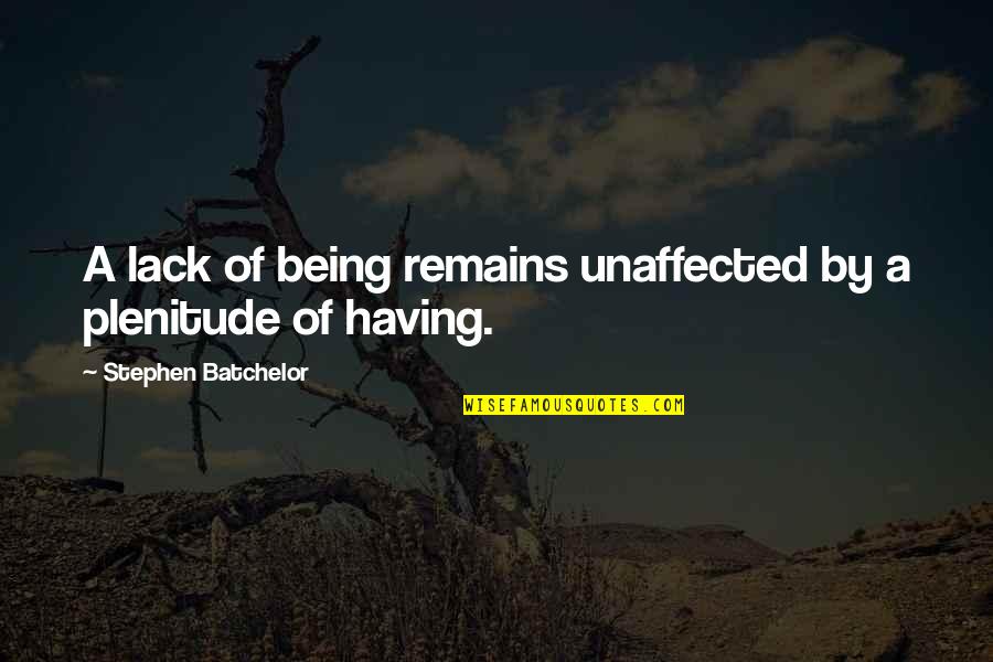 Maheux Et Maheux Quotes By Stephen Batchelor: A lack of being remains unaffected by a Maheux Et Maheux Quotes By Stephen Batchelor: A lack of being remains unaffected by a