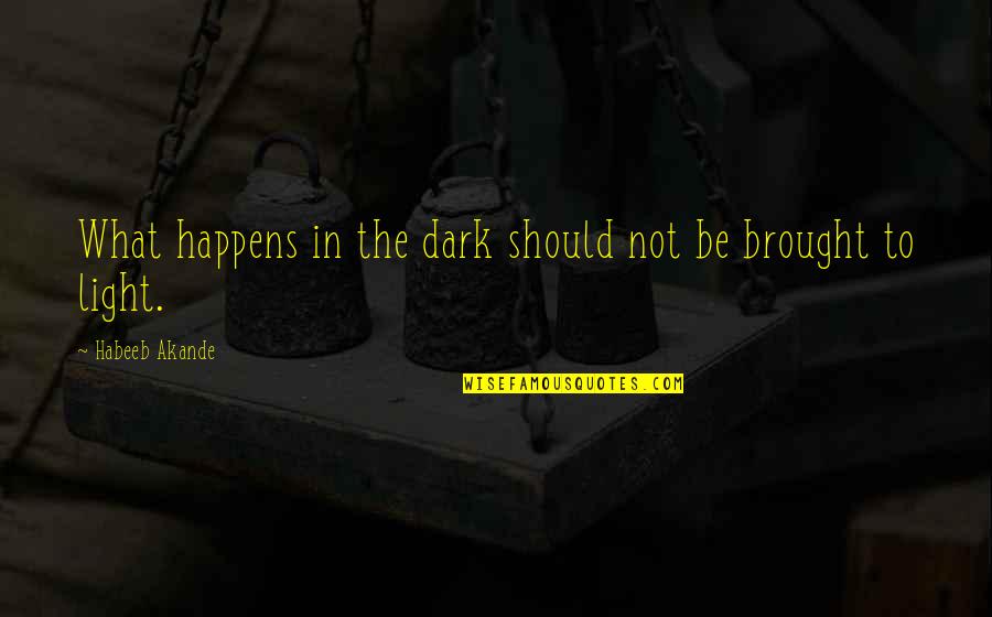 Mahlberg L Beck Quotes By Habeeb Akande: What happens in the dark should not be Mahlberg L Beck Quotes By Habeeb Akande: What happens in the dark should not be