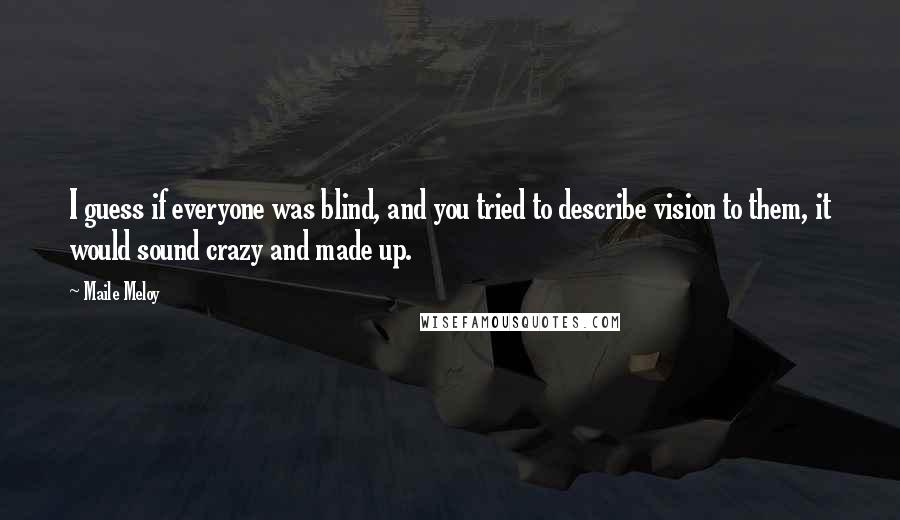 Maile Meloy quotes: I guess if everyone was blind, and you tried to describe vision to them, it would sound crazy and made up.