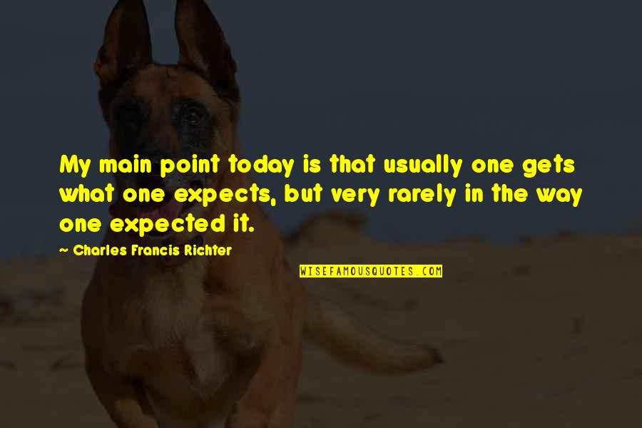 Main Quotes By Charles Francis Richter: My main point today is that usually one