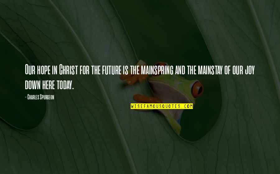Mainspring Quotes By Charles Spurgeon: Our hope in Christ for the future is