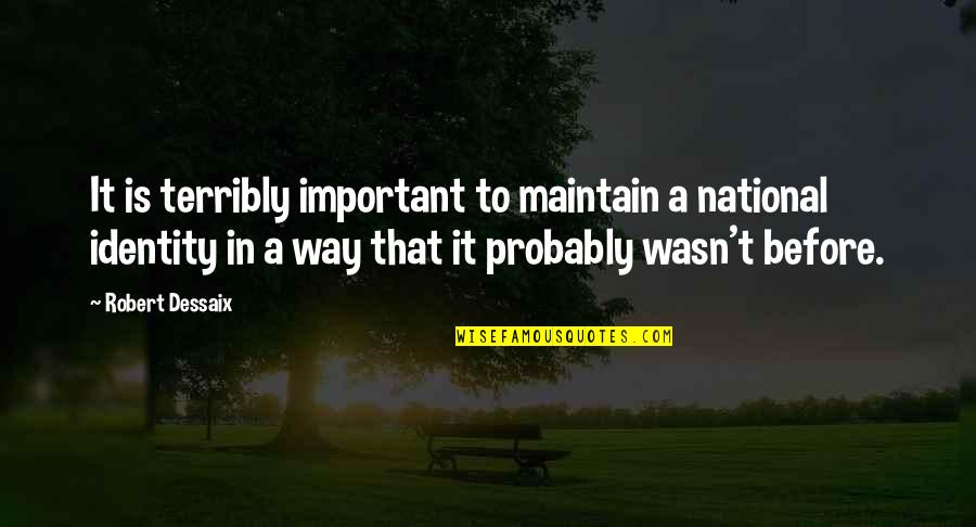 Maintain Identity Quotes By Robert Dessaix: It is terribly important to maintain a national