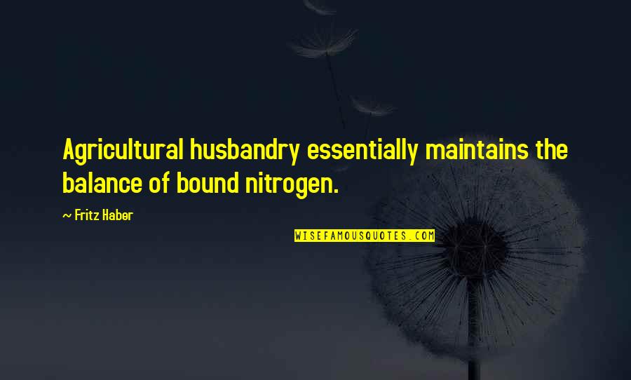 Maintains 7 Quotes By Fritz Haber: Agricultural husbandry essentially maintains the balance of bound