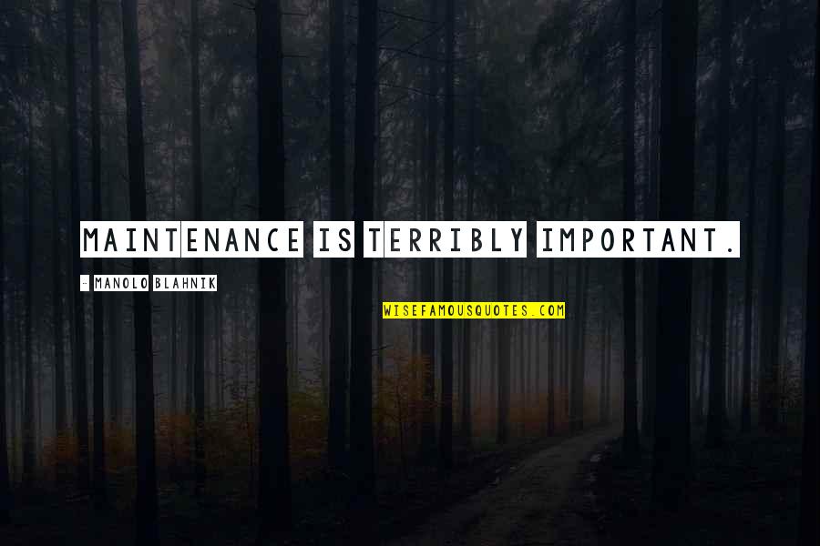 Maintenance Quotes By Manolo Blahnik: Maintenance is terribly important. Maintenance Quotes By Manolo Blahnik: Maintenance is terribly important.