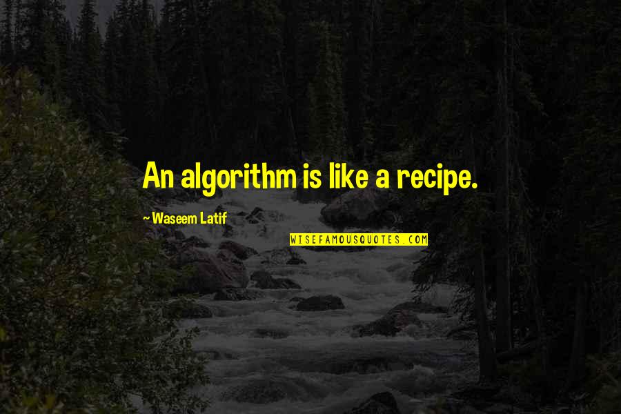 Maitham Hussain Quotes By Waseem Latif: An algorithm is like a recipe.