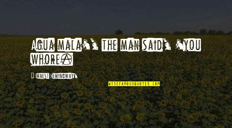 Maivia Family Tree Quotes By Ernest Hemingway,: Agua mala', the man said, 'you whore. Maivia Family Tree Quotes By Ernest Hemingway,: Agua mala', the man said, 'you whore.