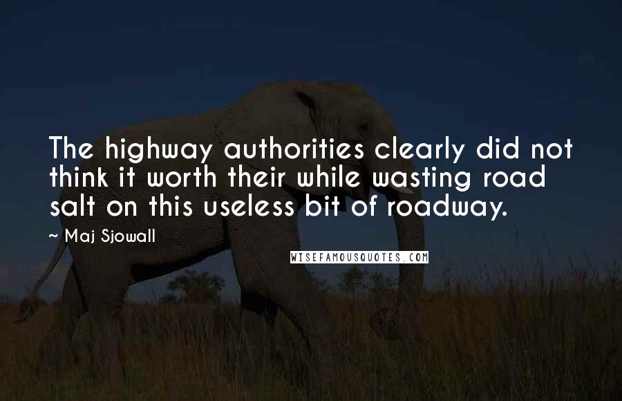 Maj Sjowall quotes: The highway authorities clearly did not think it worth their while wasting road salt on this useless bit of roadway.