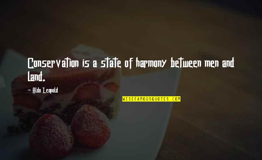 Majestade Leonardo Quotes By Aldo Leopold: Conservation is a state of harmony between men Majestade Leonardo Quotes By Aldo Leopold: Conservation is a state of harmony between men
