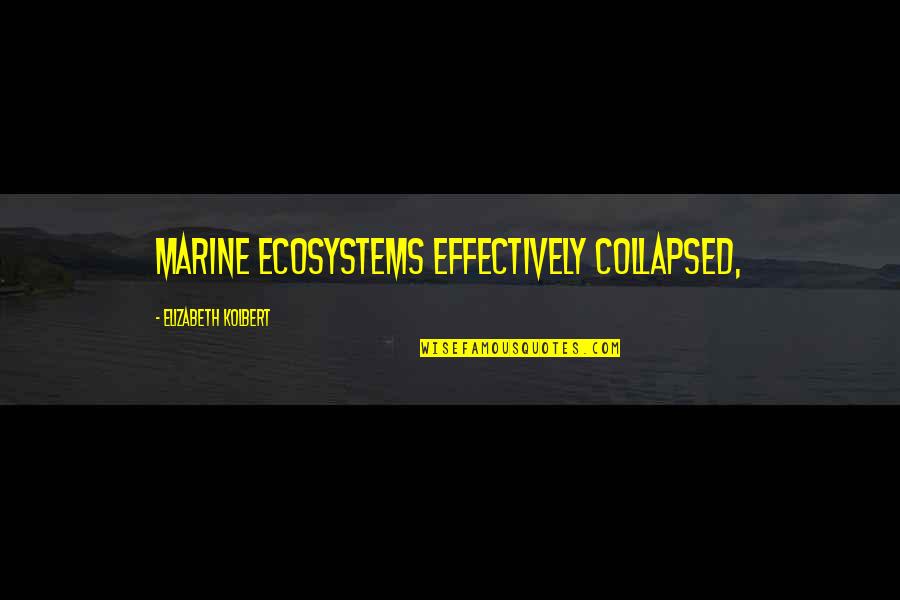 Majestikally Quotes By Elizabeth Kolbert: Marine ecosystems effectively collapsed,