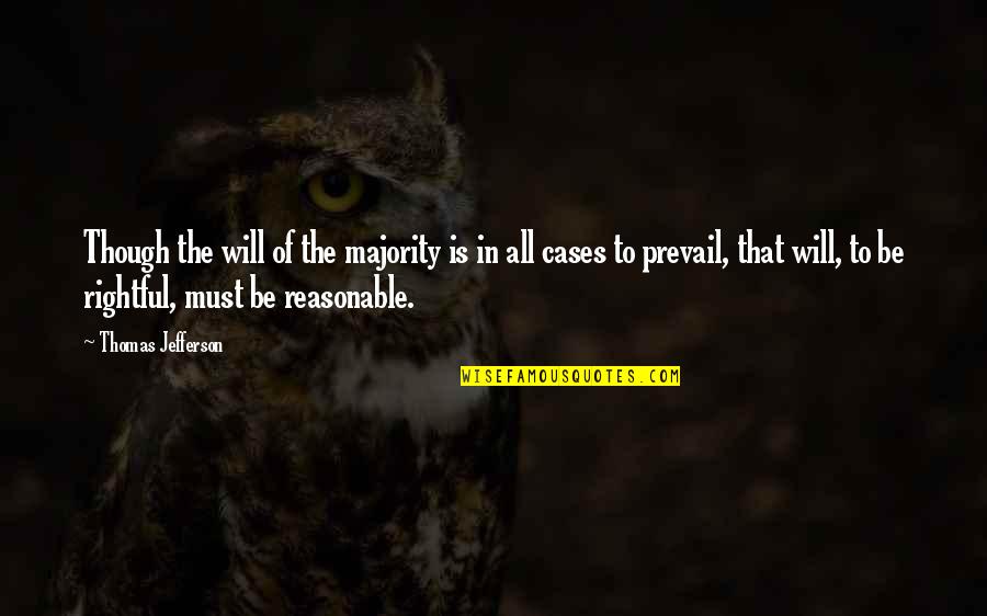 Majority Tyranny Quotes By Thomas Jefferson: Though the will of the majority is in