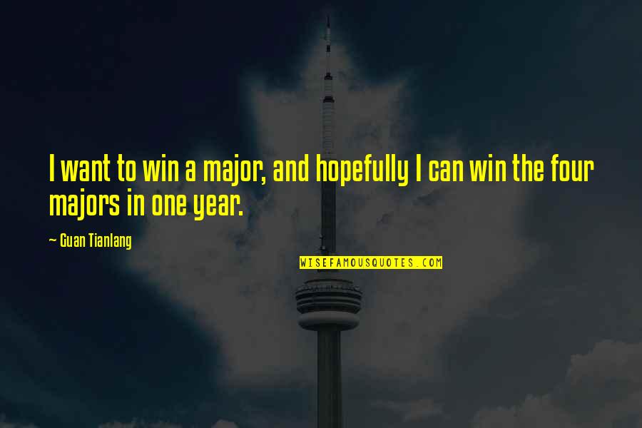 Majors Quotes By Guan Tianlang: I want to win a major, and hopefully
