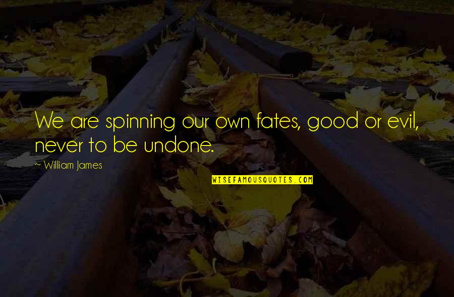 Majumder Group Quotes By William James: We are spinning our own fates, good or Majumder Group Quotes By William James: We are spinning our own fates, good or