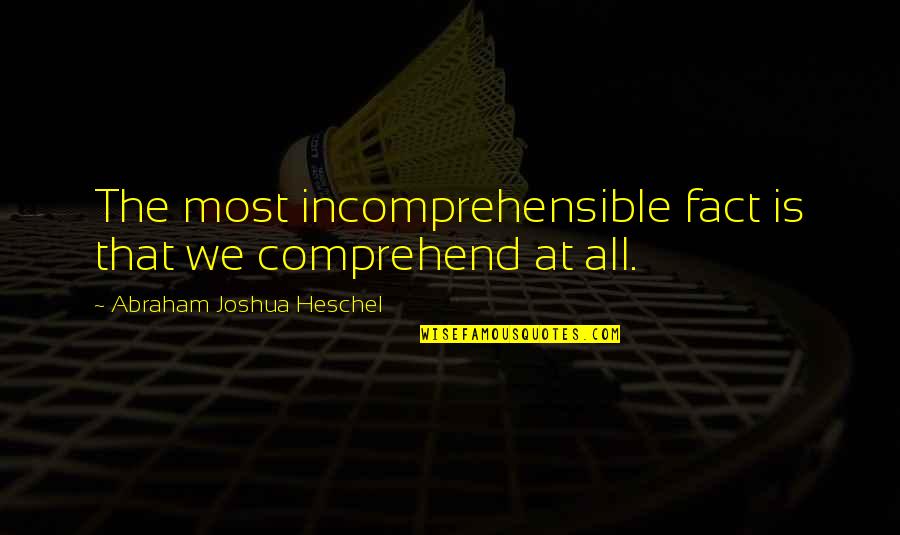 Makakalikasan Quotes By Abraham Joshua Heschel: The most incomprehensible fact is that we comprehend Makakalikasan Quotes By Abraham Joshua Heschel: The most incomprehensible fact is that we comprehend