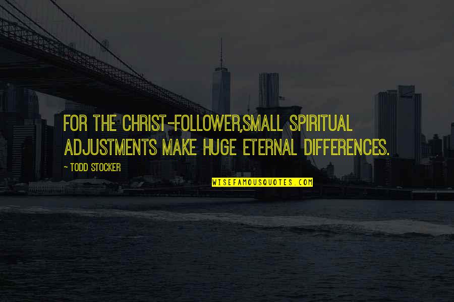 Make Adjustments Quotes By Todd Stocker: For the Christ-follower,small spiritual adjustments make huge eternal