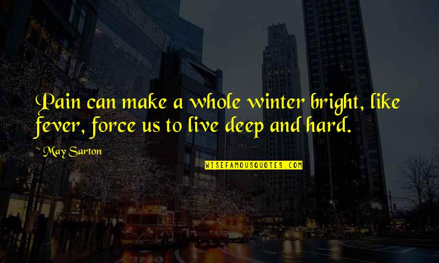 Make Bright Quotes By May Sarton: Pain can make a whole winter bright, like