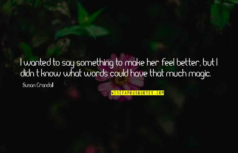 Make Her Feel Quotes By Susan Crandall: I wanted to say something to make her
