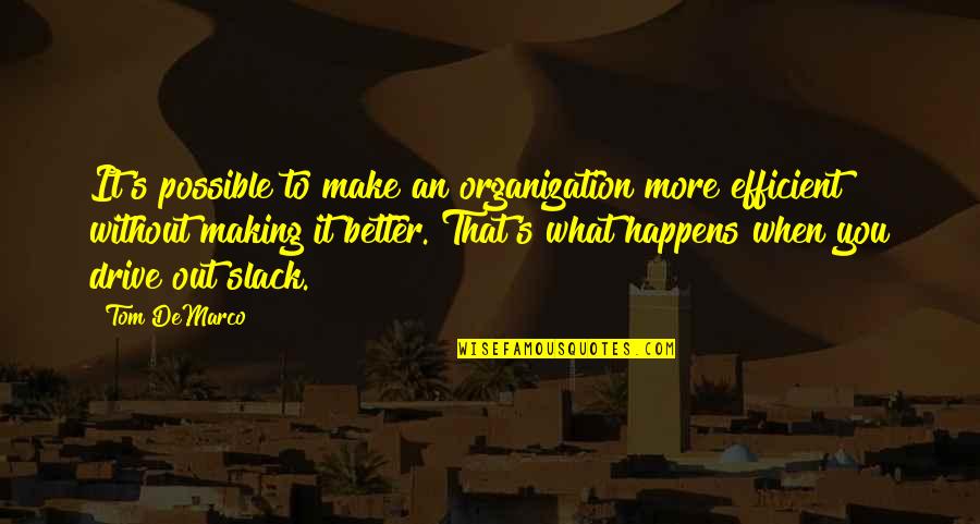 Make It Better Quotes By Tom DeMarco: It's possible to make an organization more efficient