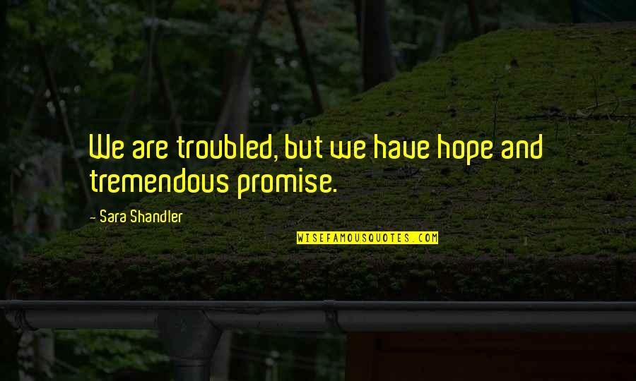 Make It Happen Girl Shock Everyone Quotes By Sara Shandler: We are troubled, but we have hope and Make It Happen Girl Shock Everyone Quotes By Sara Shandler: We are troubled, but we have hope and