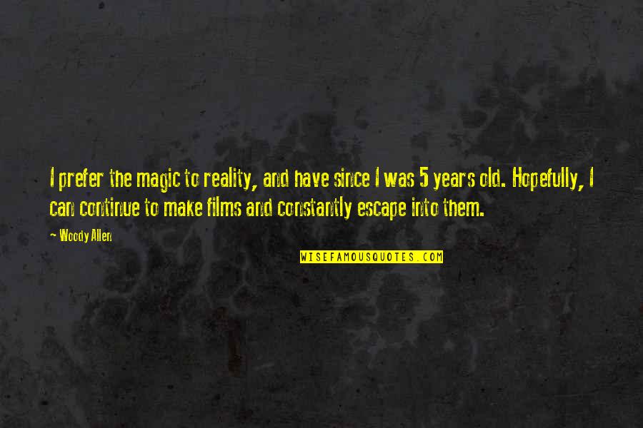 Make Magic Quotes By Woody Allen: I prefer the magic to reality, and have