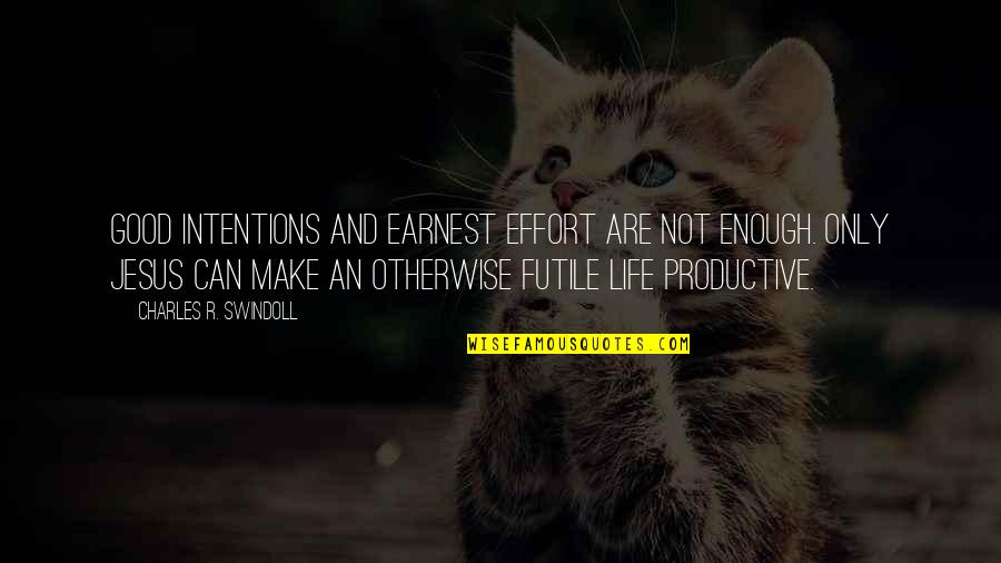 Make No Effort Quotes By Charles R. Swindoll: Good intentions and earnest effort are not enough.