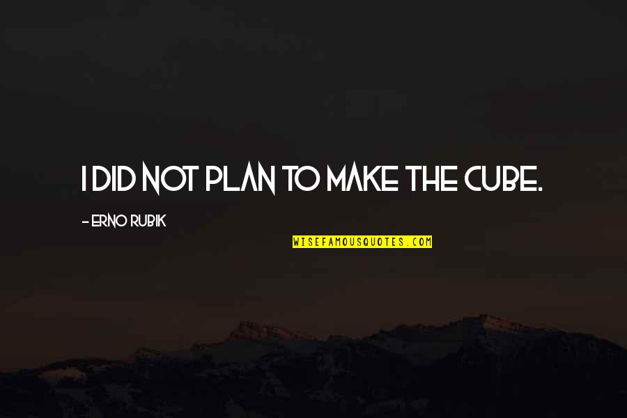 Make Plan Quotes By Erno Rubik: I did not plan to make the Cube.