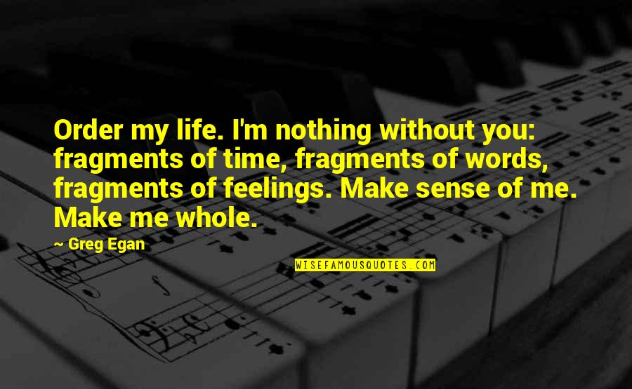 Make Sense Time Quotes By Greg Egan: Order my life. I'm nothing without you: fragments Make Sense Time Quotes By Greg Egan: Order my life. I'm nothing without you: fragments