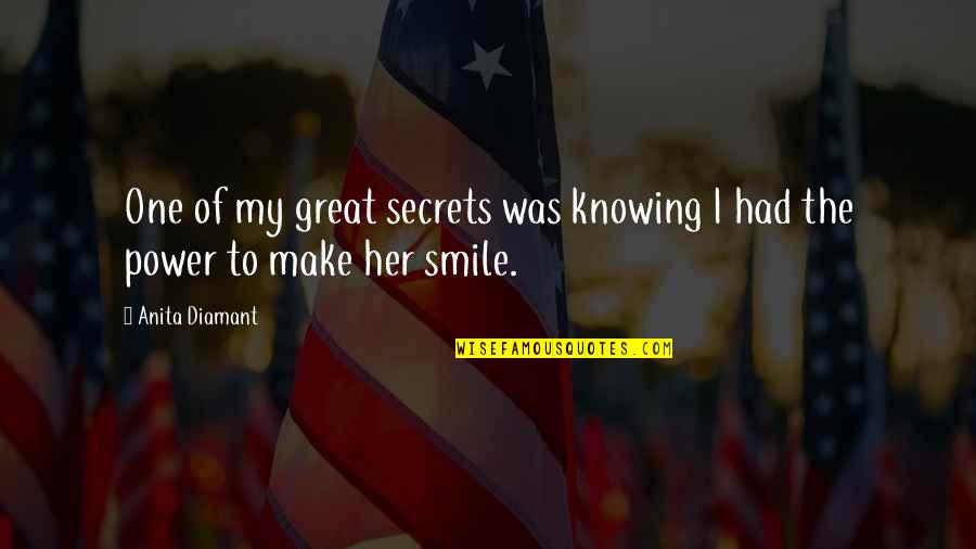 Make Sure To Smile Quotes By Anita Diamant: One of my great secrets was knowing I