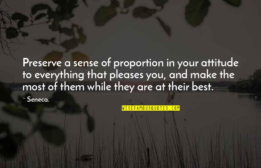 Make The Most Of Everything Quotes By Seneca.: Preserve a sense of proportion in your attitude