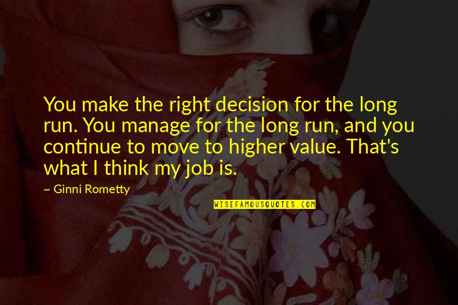 Make The Right Move Quotes By Ginni Rometty: You make the right decision for the long