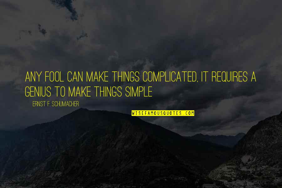 Make Things Simple Quotes By Ernst F. Schumacher: Any fool can make things complicated, it requires Make Things Simple Quotes By Ernst F. Schumacher: Any fool can make things complicated, it requires