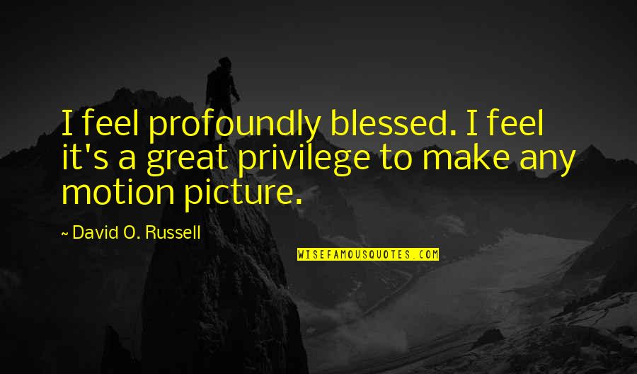 Make You Feel Great Quotes By David O. Russell: I feel profoundly blessed. I feel it's a