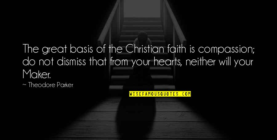 Maker Quotes By Theodore Parker: The great basis of the Christian faith is