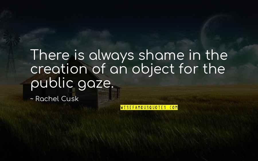 Makerel Quotes By Rachel Cusk: There is always shame in the creation of