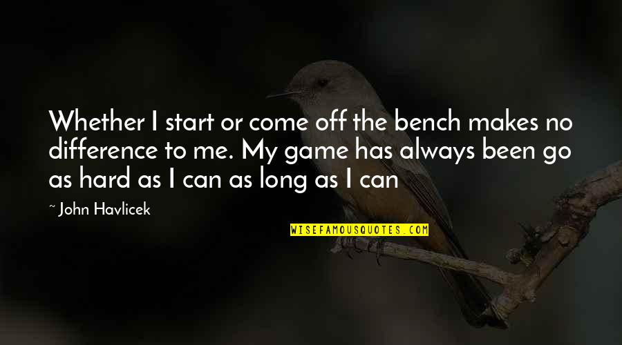 Makes No Difference To Me Quotes By John Havlicek: Whether I start or come off the bench