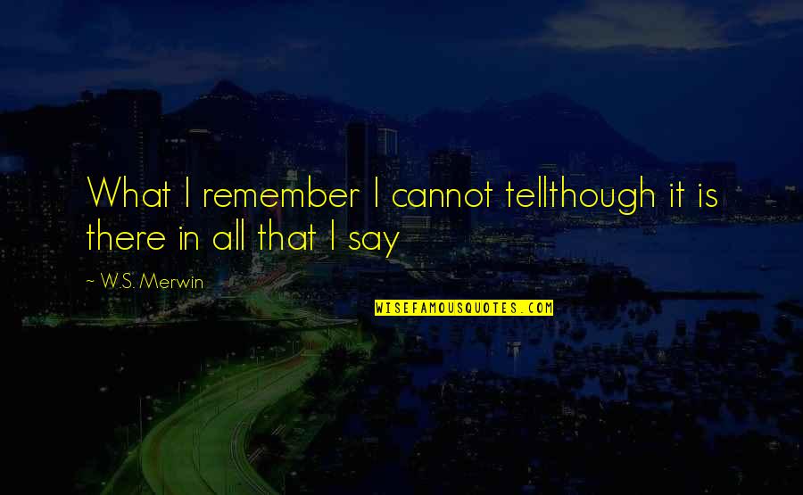 Makeup Can Make Quotes By W.S. Merwin: What I remember I cannot tellthough it is
