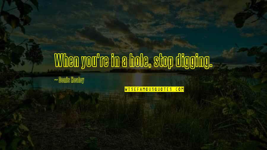 Makhado Mirror Quotes By Denis Healey: When you're in a hole, stop digging.