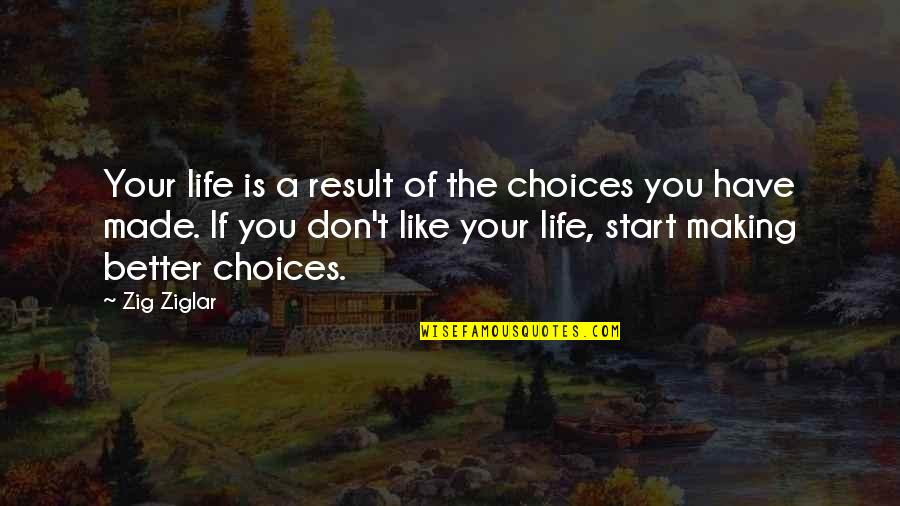 Making A Better Life Quotes By Zig Ziglar: Your life is a result of the choices