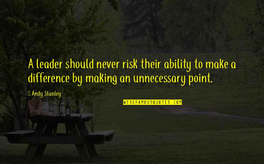 Making A Point Quotes By Andy Stanley: A leader should never risk their ability to