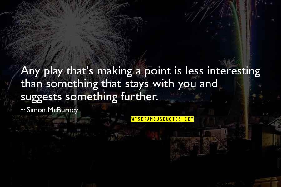 Making A Point Quotes By Simon McBurney: Any play that's making a point is less
